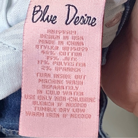 Blue Desire Mid Rise Star Embroidered Denim Jean Shorts - Picture 12 of 12